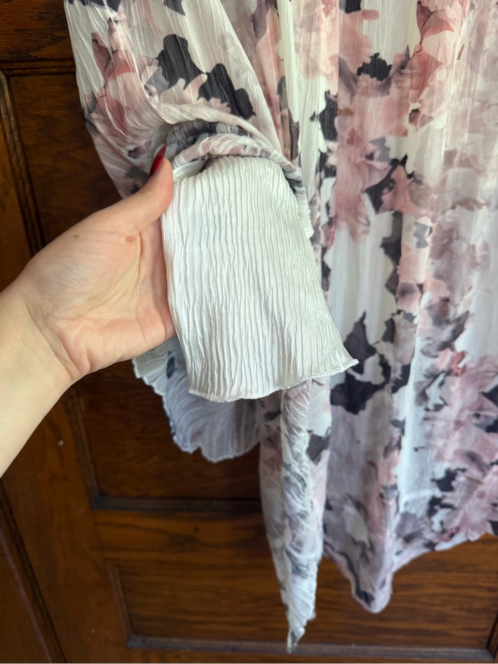 KOMAROV Ruffle High Low Hem Sleeveless Crinkle Fabric V Neck Midi Dress L - Picture 9 of 11
